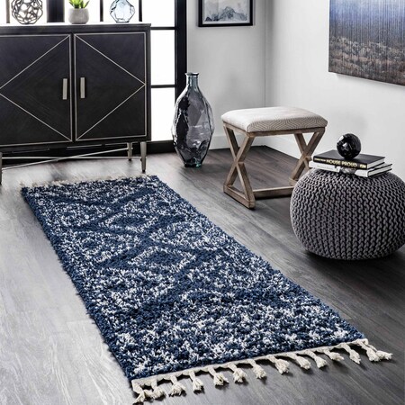 Nuloom Vasiliki Moroccan Shag Tasseled Area Rug 2ft 6in x 10ft GCDI02F-26010